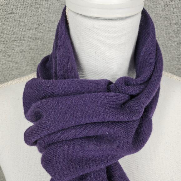 LES COPAINS VINTAGE CASHMERE PURPLE KEYHOLE SCARF – MADE IN ITALY – 36" SIZE 42 - Picture 2 of 9
